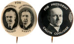 COOLIDGE TRIO INCLUDING JUGATE PLUS LA FOLLETTE PROGRESSIVE PARTY JUGATE METAL PIN.