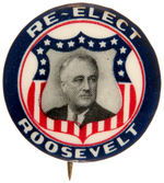 GRAPHIC "RE-ELECT ROOSEVELT" BUTTON.