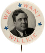 LARGE AND SCARCE MATCHING FDR AND WILLKIE BUTTONS.