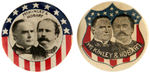 McKINLEY AND HOBART SIX SCARCE TO RARE 1896 LAPEL STUDS.