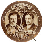 "ROOSEVELT/1912/JOHNSON/PROGRESSIVES" REAL PHOTO JUGATE BUTTON.