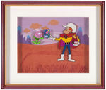 "QUISP" & "QUAKE" FRAMED CARTOON COMMERCIAL ANIMATION PRODUCTION CEL SET-UP.