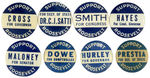 "SUPPORT ROOSEVELT" NAME BUTTONS WITH EIGHT DIFFERENT COATTAIL INSCRIPTIONS.