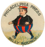 “BILLY BOUNCE PHILADELPHIA PRESS” BUTTON WITH ARTWORK LIKELY BY OZ ILLUSTRATOR DENSLOW.