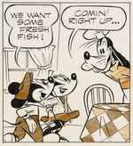 “MICKEY MOUSE” FLOYD GOTTFREDSON DAILY COMIC STRIP ORIGINAL ART AUTOGRAPHED TO FELLOW ARTIST.