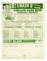 “HOW TO CATCH BY BABE RUTH/SINCLAIR-BABE RUTH BASEBALL CONTEST” PROMO FLIER.