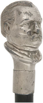CLEVELAND 3-D WHITE METAL BUST CANE.
