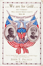 "WE ARE FOR GOLD..." McKINLEY OR BRYAN JUGATE MECHANICAL TRADE CARD.