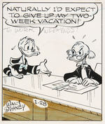 “DONALD DUCK” 1966 DAILY COMIC STRIP ORIGINAL ART- ASKING UNCLE SCROOGE FOR A RAISE.