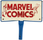 "MARVEL COMICS" COMIC BOOK RACK TOPPER SIGN FEATURING SPIDER-MAN & CAPTAIN AMERICA.