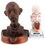 SMOKING MEN FIGURAL NOVELTY ASHTRAY PAIR.