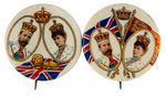 GEORGE V AND MARY SUPERB COLOR PAIR OF CORONATION BUTTONS C. 1910.