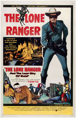 "THE LONE RANGER AND THE CITY OF LOST GOLD" LINEN-MOUNTED MOVIE POSTER, PRESSBOOK & HERALD.