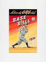 BABE RUTH ORIGINAL COVER ART FOR 1951 CUBAN BASEBALL YEARBOOK.