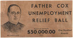 "FATHER COX UNEMPLOYMENT RELIEF BALL" CARD.