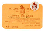 "BROWN'S BOYS BRIGADE" BUTTON WITH RARE MEMBER CARD.