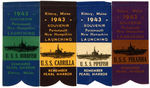 WWII YEARS ISSUED LOT OF 16 COMMEMORATIVE SOUVENIR SUBMARINE LAUNCHING RIBBONS.