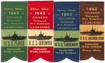 WWII YEARS ISSUED LOT OF 16 COMMEMORATIVE SOUVENIR SUBMARINE LAUNCHING RIBBONS.