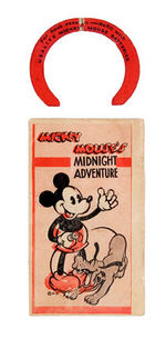 MICKEY, MINNIE AND PLUTO FLASHLIGHT WITH RARE BOX AND STORY FOLDER.