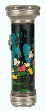 MICKEY, MINNIE AND PLUTO FLASHLIGHT WITH RARE BOX AND STORY FOLDER.