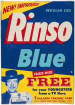 "RINSO BLUE" DETERGENT BOX WITH "PALADIN TRADING CARD" OFFER/INSERT.