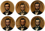 LINCOLN SIX CHOICE COLOR PORTRAIT BUTTONS c.1909-1920.