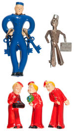 MINIATURE BELLHOP FIGURES FIVE PIECE LOT.