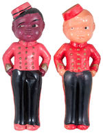 BLACK AND WHITE CELLULOID BELLHOP PAIR.