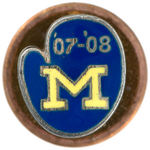 UNIVERSITY OF MICHIGAN 1907-1908 BASEBALL TEAM ENAMEL CATCHER'S MITT LAPEL STUD.