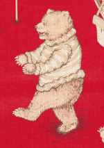 THEODORE ROOSEVELT ERA LARGE FABRIC PANEL WITH BEARS AS CIRCUS PERFORMERS.