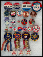 WORLD WAR II GROUP OF TWENTY FIVE BUTTONS PLUS THREE "NAVY RELIEF."