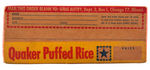 QUAKER "PUFFED RICE" CEREAL BOX WITH GENE AUTRY PREMIUM COMIC BOOKS OFFER.