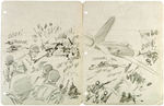 FAWCETT “SOLDIER COMICS” IN-HOUSE PRODUCTION LOT WITH SEVEN ORIGINAL ART CONCEPT COVERS.