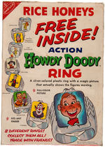 HOWDY DOODY NABISCO RICE HONEYS CEREAL BOX WITH ACTION RING OFFER.