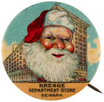 RARE 1.5" SANTA ISSUED BY "KRESGE/DEPARTMENT STORE/NEWARK."