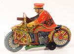 "MARX" MILITARY RIDER WIND-UP MOTORCYCLE.