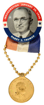 TRUMAN 1949 INAUGURAL BUTTON WITH HANGER.