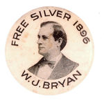 BRYAN 1896 SILVER ISSUE LAPEL STUD.