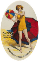 “ONDOCA DELICIOUS FOOD DRINK” BEAUTIFUL GRAPHIC MIRROR FROM THE 1920s.