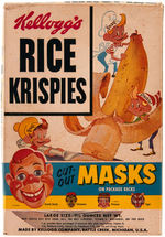 HOWDY DOODY RICE KRISPIES CEREAL BOX WITH PRINCESS MASK.