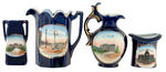 “RHODE ISLAND” COBALT BLUE 11 PIECE SOUVENIR CHINA COLLECTION.