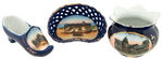 “RHODE ISLAND” COBALT BLUE 11 PIECE SOUVENIR CHINA COLLECTION.