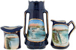 “NIAGARA FALLS” COBALT BLUE SEVEN PIECE SOUVENIR CHINA COLLECTION.