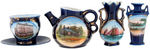 “NEW YORK” COBALT BLUE TEN PIECE SOUVENIR CHINA COLLECTION.