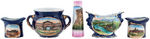 “NEW HAMPSHIRE” 12 PIECE COBALT BLUE AND TWO  PIECE PINK SOUVENIR CHINA COLLECTION.