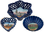 “NEW HAMPSHIRE” 12 PIECE COBALT BLUE AND TWO  PIECE PINK SOUVENIR CHINA COLLECTION.