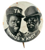 "AMOS AND ANDY" IN COSTUME RARE 1930s PORTRAIT BUTTON.