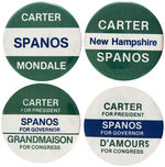 GROUP OF FOUR JIMMY CARTER COATTAIL BUTTONS FROM NEW HAMPSHIRE.