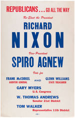 THREE POSTERS: NIXON PA. 1972 COATTAIL, AGNEW 1968 VP, NIXON 1972 YOUNGSTOWN, OHIO.