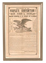 PEOPLES CONVENTION 1863 BROADSIDE NOMINATING JOHN DUNLAP AND GRANT TICKET FOR 1864.